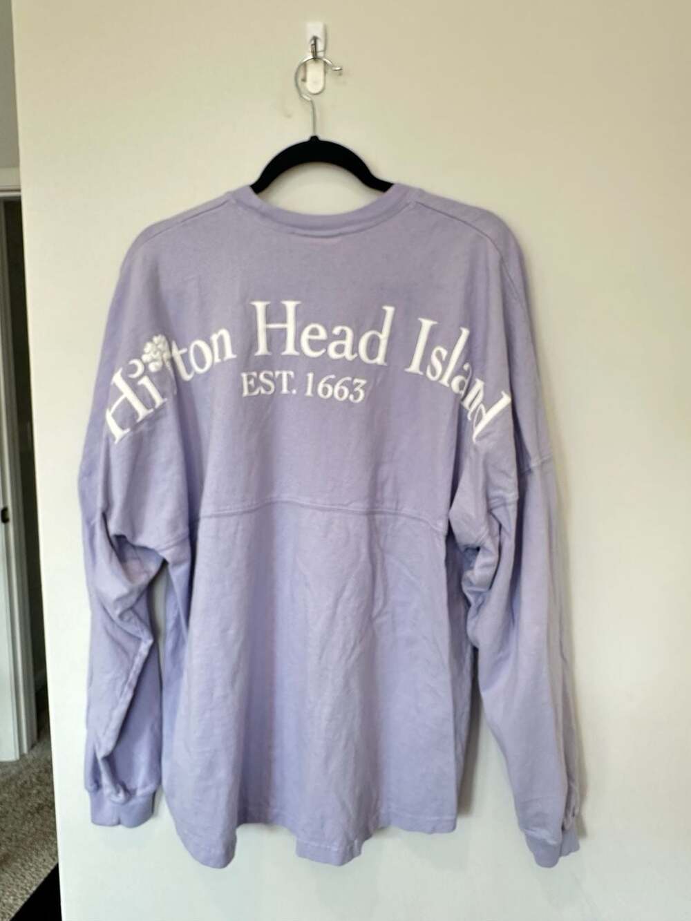 100% Cotton Spirit Jersey Hilton Head Island Est 1663 Lavender Long Sleeve Shirt